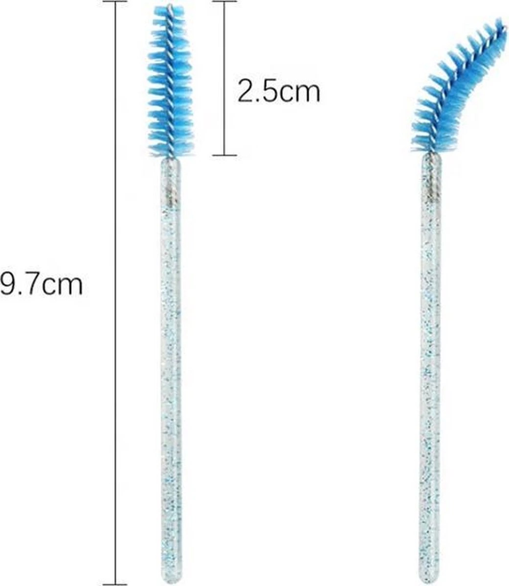 Wegwerp Wimper En Wenkbrauw Borsteltjes - Mascara Borsteltjes - Roze Glitter - 50 Stuks 2 Wegwerp Wimper En Wenkbrauw Borsteltjes - Mascara Borsteltjes - Roze Glitter - 50 Stuks - Afbeelding 2