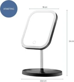 LYVION Make-up Spiegel Op Standaard Met LED / Met 3 Lichtkleuren / Make-up Spiegel / Make-up Standaard / Werkt Op 4 AAA-batterijen Of Micro USB Kabel / Touch - Zwart -GlowBelle Verkoopwinkel 1086x1200 4