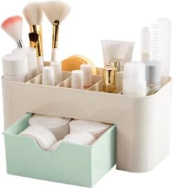 IBright Make-Up Organizer Met Lade - Cosmetica Opbergdoos - Bureau Organizer - Groen