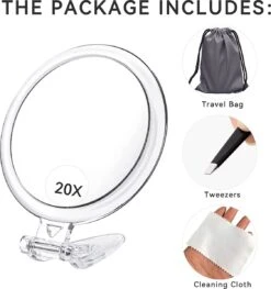 5 Inch, 20x Vergrotende Spiegel, Tweezijdige Spiegel, 20X/1x Vergroting, Opvouwbare Make-upspiegel Met Handheld/standaard, Gebruik Voor Make-up Toepassing, Pincet, En Mee-eter/smetverwijdering. (zilver) -GlowBelle Verkoopwinkel 1125x1200 8