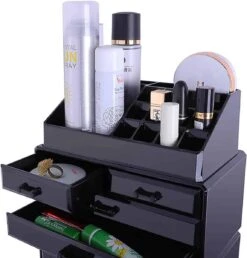 Confibel XXL Acryl Make-up Cosmetica Organizer - Verstelbare Lades - Sieraden/Make-up/Cosmetica Organizer - 11 Compartimenten - Zwart -GlowBelle Verkoopwinkel 1150x1200 2