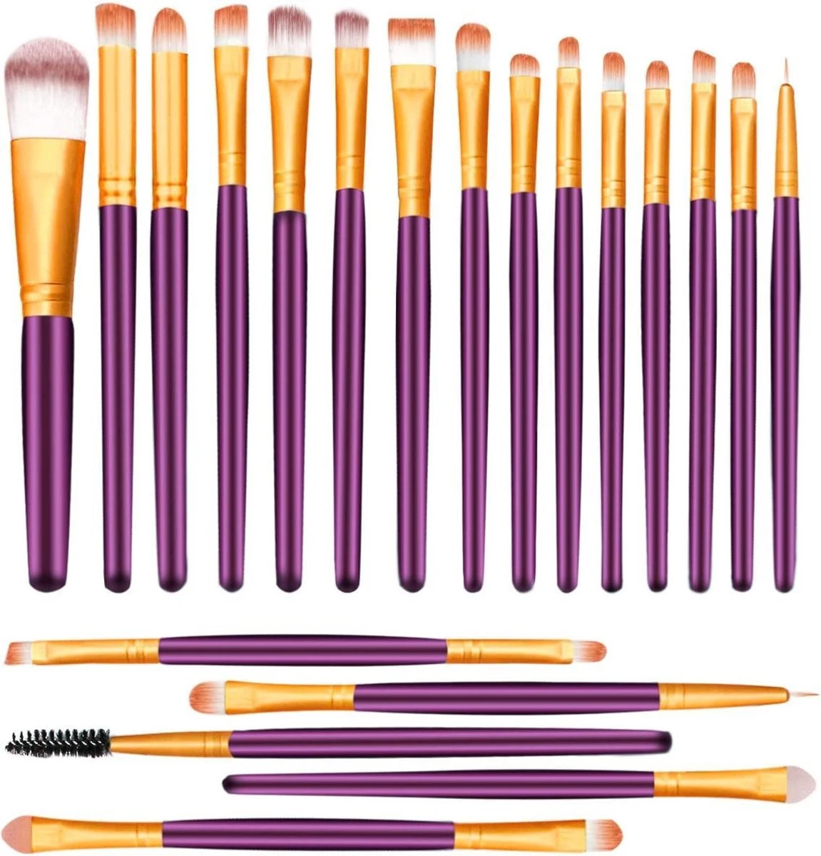 Merkloos Makeup Kwasten - Makeup Set - Makeup Geschenksets - 20delig - Paars - Goud - Able & Borret 2 Merkloos Makeup Kwasten - Makeup Set - Makeup Geschenksets - 20delig - Paars - Goud - Able & Borret - Afbeelding 2