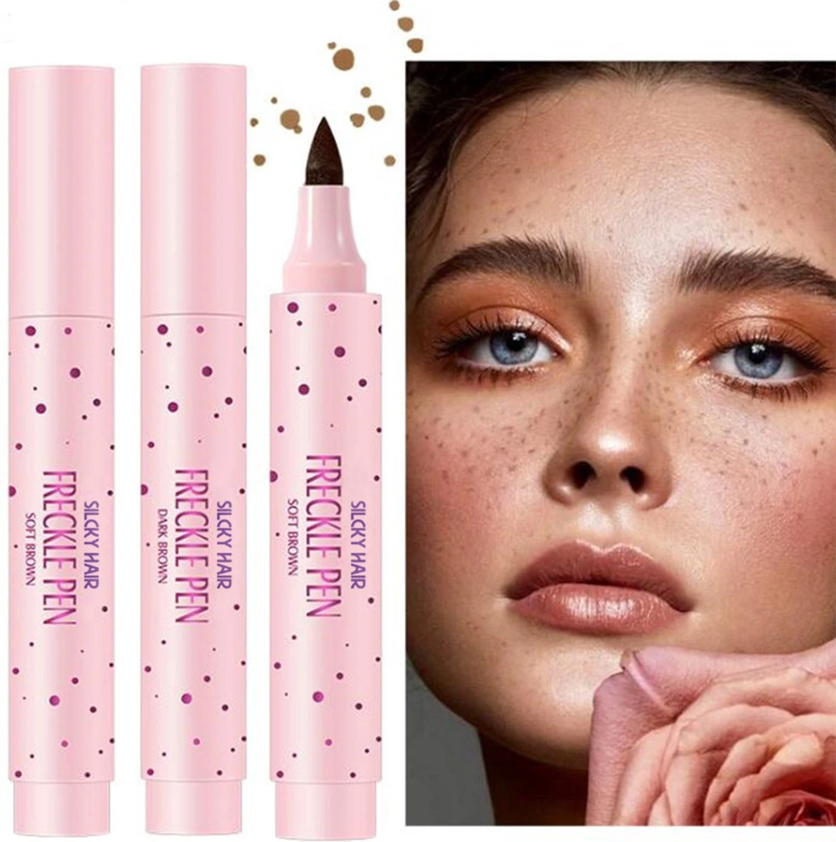 Silcky Hair Sproeten Pen - Freckle Pen - Freckles - Sproetjes Pen - Sproeten Make-up - Donker Bruin 1 Silcky Hair Sproeten Pen - Freckle Pen - Freckles - Sproetjes Pen - Sproeten Make-up - Donker Bruin