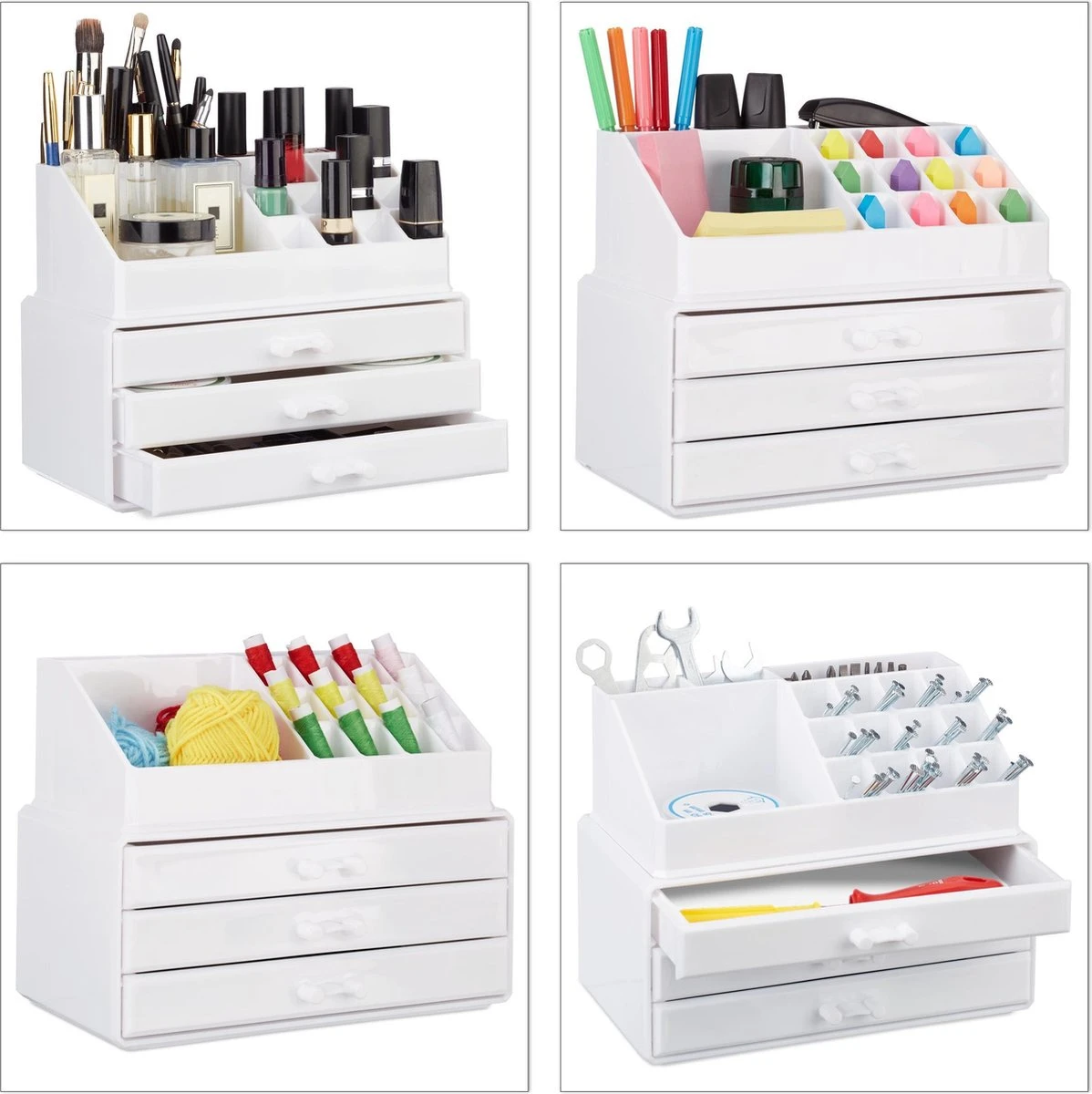 Relaxdays Make-up Organizer Klein - Stapelbaar - Sieradendoosje - Cosmetica - Opbergbox - Doorzichtig 6 Relaxdays Make-up Organizer Klein - Stapelbaar - Sieradendoosje - Cosmetica - Opbergbox - Doorzichtig - Afbeelding 6