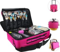 Cosmetica Koffer - Make-up Koffer Met Verstelbare Vakken - Visagie En Nagelstyliste Beauty Koffer - 37x27x13CM - Roze -GlowBelle Verkoopwinkel 1200x1034 2