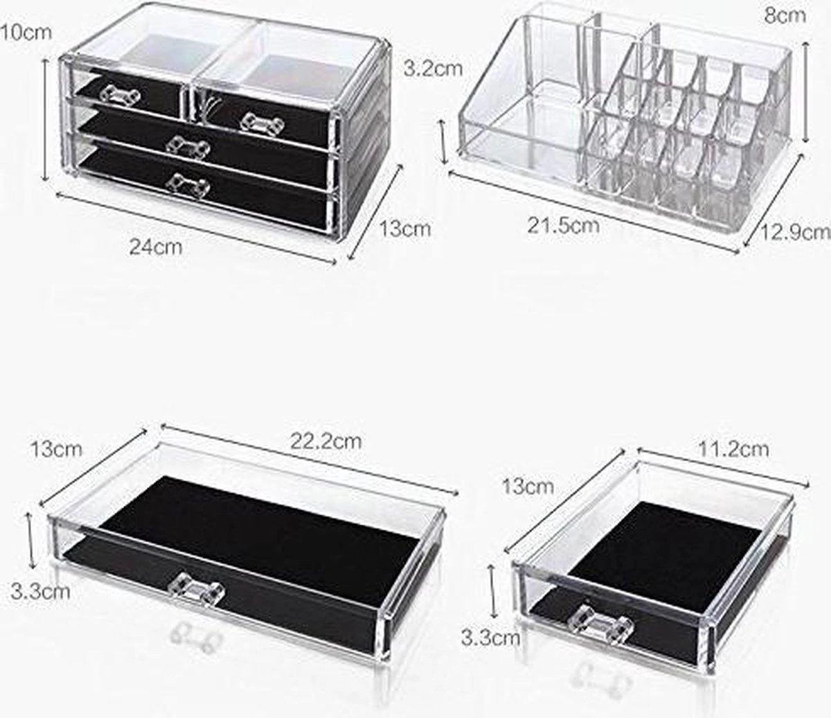 Merkloos Make-up Organizer - Tweedelig - Cosmetica Opbergdoos 4 Merkloos Make-up Organizer - Tweedelig - Cosmetica Opbergdoos - Afbeelding 4