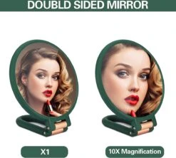 FOGARI Handspiegel Met 1 X 10 X Vergroting, Dubbelzijdige Make-upspiegel, Draagbare Kleine Spiegel, Inklapbare Verstelbare Spiegel Met Handvat, Ronde Reisspiegel, Make-upspiegel, Tafelspiegel, 360 Graden Draaibaar -GlowBelle Verkoopwinkel 1200x1078 3