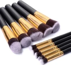 Evvie Set Van 10 Make-up Kwasten Kabuki In Etui Marble - Zwart-Goud -GlowBelle Verkoopwinkel 1200x1088 4