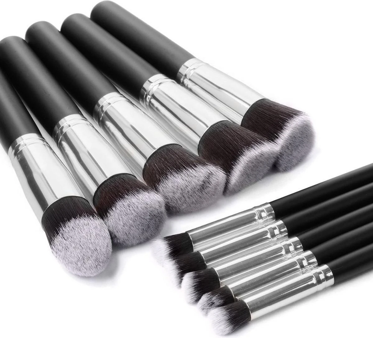 Evvie Set Van 10 Make-up Kwasten Kabuki - Zwart-Zilver 7 Evvie Set Van 10 Make-up Kwasten Kabuki - Zwart-Zilver - Afbeelding 7