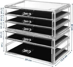 SONGMICS Make-up Organiser, 2-delige Opbergdozen Voor Sieraden En Cosmetica, Stapelbaar, Met 5 Laden, Transparant Polystyreen JMU32TP -GlowBelle Verkoopwinkel 1200x1102 2