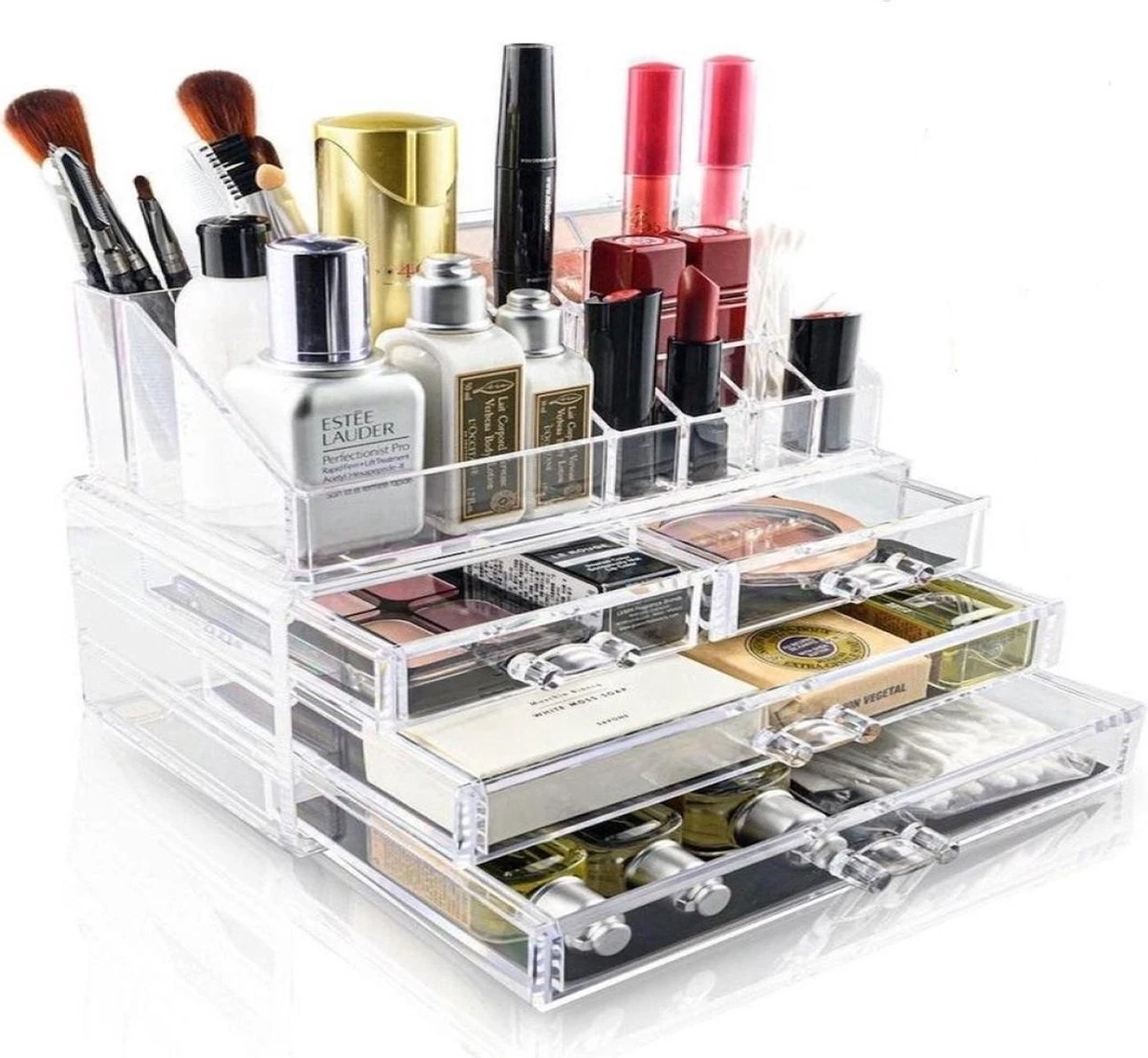 Merkloos Make-up Organizer - Tweedelig - Cosmetica Opbergdoos 3 Merkloos Make-up Organizer - Tweedelig - Cosmetica Opbergdoos - Afbeelding 3