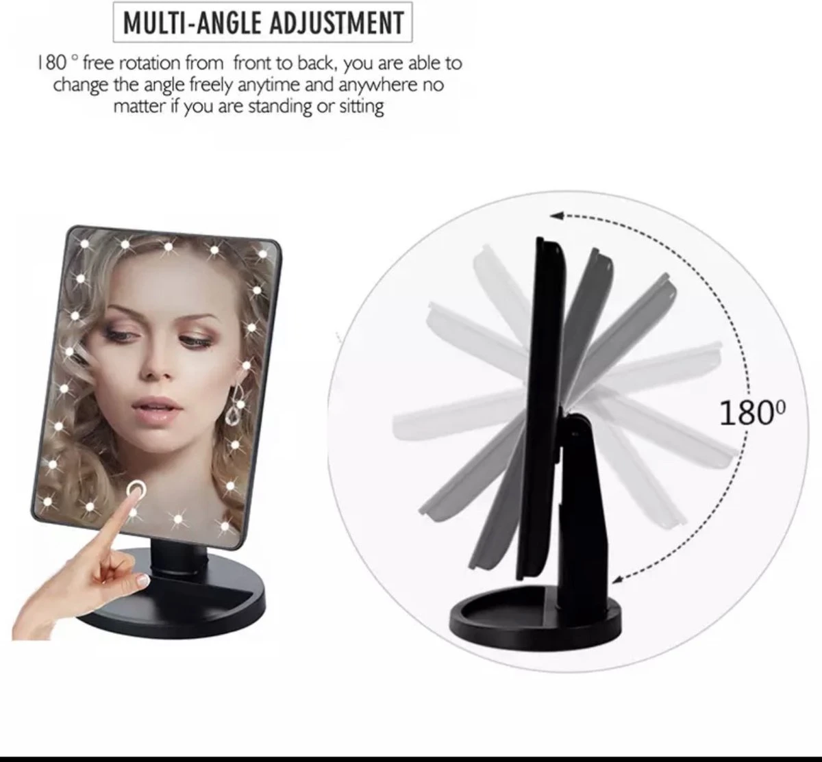 Merkloos Make Up Spiegel - Make Up Spiegel Met Verlichting - 16 LED Lampen - Make Up Organizer - Scheerspiegel - 2 Merkloos Make Up Spiegel - Make Up Spiegel Met Verlichting - 16 LED Lampen - Make Up Organizer - Scheerspiegel - - Afbeelding 2