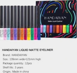 HANDAIYAN® | Liquid Eyeliner | Set Van 12 Kleuren | Gekleurde Eyeliner Set | Make Up | Waterproof | Langhoudend 8 HANDAIYAN® | Liquid Eyeliner | Set Van 12 Kleuren | Gekleurde Eyeliner Set | Make Up | Waterproof | Langhoudend -GlowBelle Verkoopwinkel 1200x1137