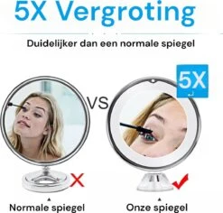 Merkloos Make-Up Spiegel - 5X Vergroting - LED Licht - Make Up Spiegel Met Verlichting - Vergrootspiegel Met Zuignap -GlowBelle Verkoopwinkel 1200x1148 3