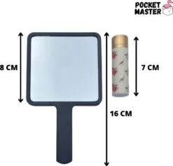 PocketMaster® Make-Up Spiegel / Handspiegel Met Handvat - Zwart - Klein - Compact - Handzaam - 8,0 X 8,0 Cm Spiegeloppervlak -GlowBelle Verkoopwinkel 1200x1149 5