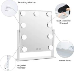 LYVION Hollywood Spiegel Met LED Verlichting - Make-upspiegel - Wit -GlowBelle Verkoopwinkel 1200x1157 8