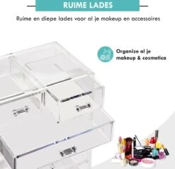 Merkloos XL Make-Up Organizer - 22 Opbergvakken - Tweedelig - Acryl -GlowBelle Verkoopwinkel 1200x1157 9