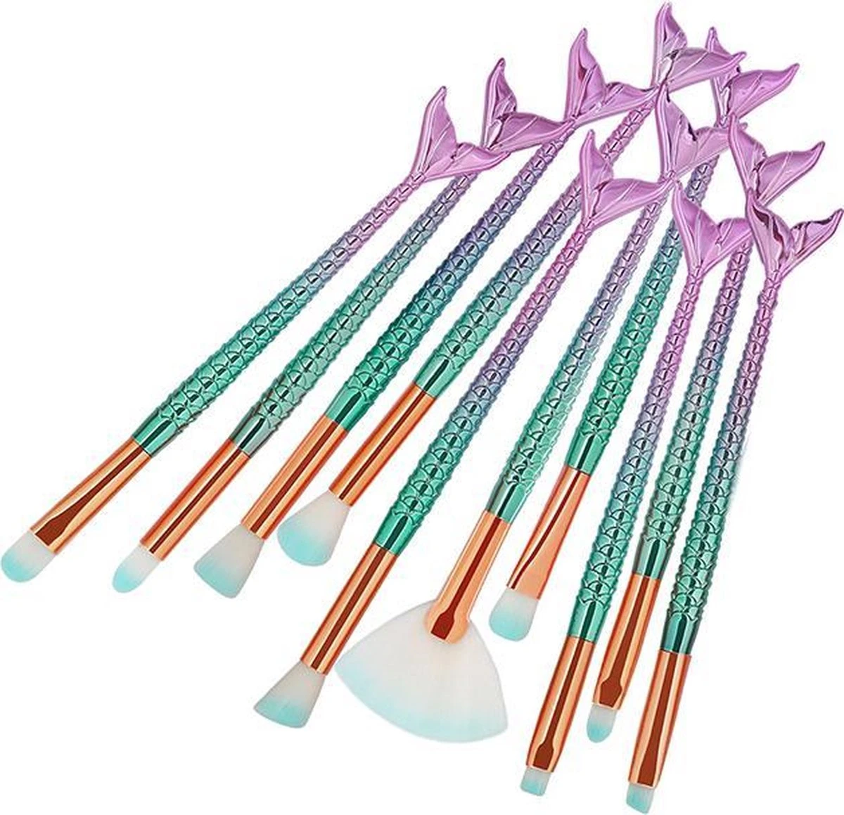 10-delige Make-up Kwasten/Brush Set | Mermaid / Zeemeermin | Fashion Favorite 2 10-delige Make-up Kwasten/Brush Set | Mermaid / Zeemeermin | Fashion Favorite - Afbeelding 2