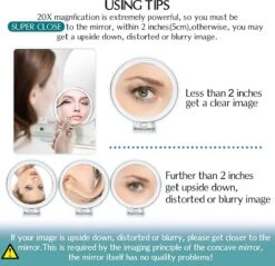 5 Inch, 20x Vergrotende Spiegel, Tweezijdige Spiegel, 20X/1x Vergroting, Opvouwbare Make-upspiegel Met Handheld/standaard, Gebruik Voor Make-up Toepassing, Pincet, En Mee-eter/smetverwijdering. (zilver) -GlowBelle Verkoopwinkel 1200x1160 3