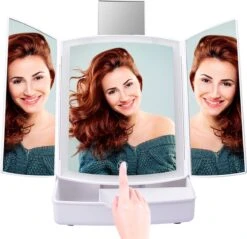 Merkloos Make-up Organizer Met Spiegel En LED Van METU-Online - Make Up Opberger - Make Up Spiegel Met Led Lamp - Makeup Opbergdoos - Make-up Spiegel Wit - Make Up Spiegel Met Verlichting En Usb - Make Up Koffer - Make Up Tafel - Make Up Organizer -GlowBelle Verkoopwinkel 1200x1161 4