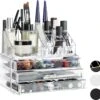 Relaxdays Make-up Organizer Klein - Stapelbaar - Sieradendoosje - Cosmetica - Opbergbox - Doorzichtig