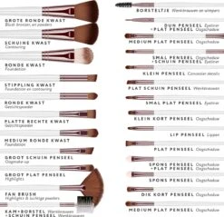 Evvie 24-delige Make-up Kwastenset - Wit/Rosé Goud - In Etui Marble -GlowBelle Verkoopwinkel 1200x1163 11