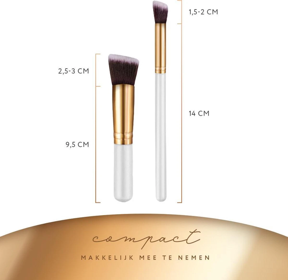 Evvie Set Van 10 Make-up Kwasten Kabuki - Wit-Goud 8 Evvie Set Van 10 Make-up Kwasten Kabuki - Wit-Goud - Afbeelding 8