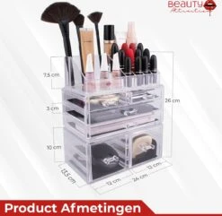 Beauty Attraction Make Up Organizer – Opbergdoos – Nagellak – Organizer 22 X 2,12 X 5,8 CM – 24 X 15 X 11 CM – Transparant -GlowBelle Verkoopwinkel 1200x1169 5