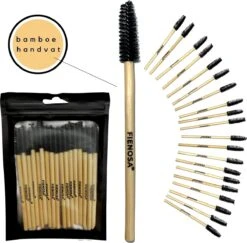 Bamboe Wimper Borsteltjes - Wenkbrauw Borstel - 20 Stuks - Wimper Extensions - Bamboe Handvat - Ideaal In Gebruik - Fienosa