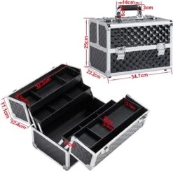 Make-upkoffer, Kapperskoffer, Cosmeticakoffer, Lege Nagelkoffer, Multikoffer, Afsluitbaar Voor Nageldesign/massageolie/fotoapparatuur, 34,7 X 22,2 X 25 Cm HMTM-YAHEE-411176 -GlowBelle Verkoopwinkel 1200x1185 14