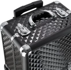 Dreamble Make-up Koffer - Make-up Trolley - Zwart - Rijdbaar - Met Wieltjes - Compact - 8 Vakken - Met Slot - 2 Sleutels -GlowBelle Verkoopwinkel 1200x1186 7