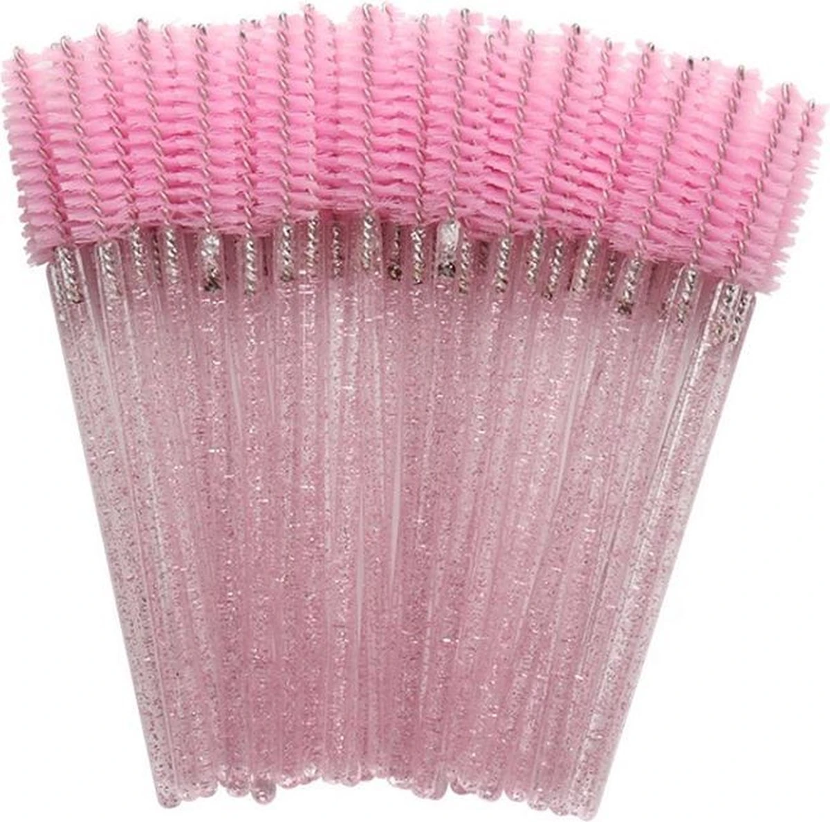 Wegwerp Wimper En Wenkbrauw Borsteltjes - Mascara Borsteltjes - Roze Glitter - 50 Stuks 1 Wegwerp Wimper En Wenkbrauw Borsteltjes - Mascara Borsteltjes - Roze Glitter - 50 Stuks