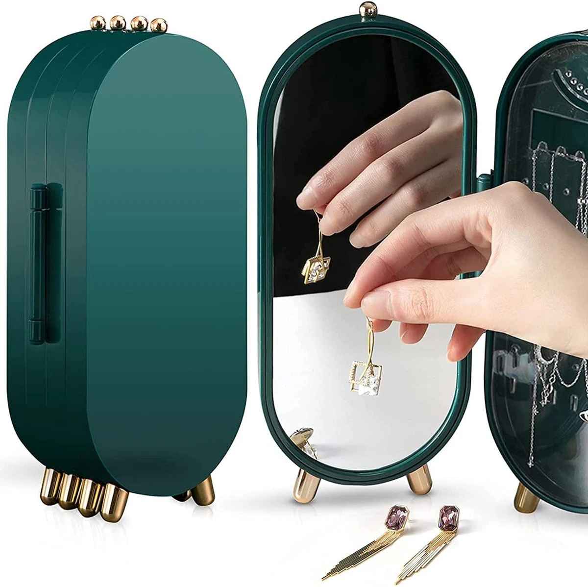 PIXMY® - Groen - Sieradenhouder - Oorbellenrekje - Sieradenrekje - Sieraden Organizer - Sieraden Doos - Sieraden Opbergen 8 PIXMY® - Groen - Sieradenhouder - Oorbellenrekje - Sieradenrekje - Sieraden Organizer - Sieraden Doos - Sieraden Opbergen - Afbeelding 8