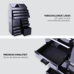 Confibel XXL Acryl Make-up Cosmetica Organizer - Verstelbare Lades - Sieraden/Make-up/Cosmetica Organizer - 11 Compartimenten - Zwart -GlowBelle Verkoopwinkel 1200x1200 1442