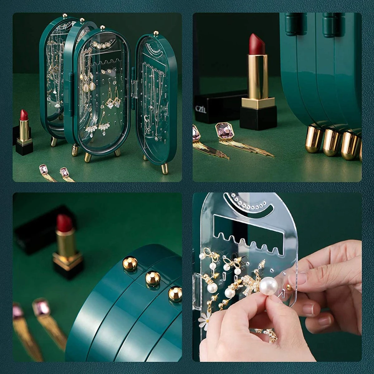 PIXMY® - Groen - Sieradenhouder - Oorbellenrekje - Sieradenrekje - Sieraden Organizer - Sieraden Doos - Sieraden Opbergen 2 PIXMY® - Groen - Sieradenhouder - Oorbellenrekje - Sieradenrekje - Sieraden Organizer - Sieraden Doos - Sieraden Opbergen - Afbeelding 2