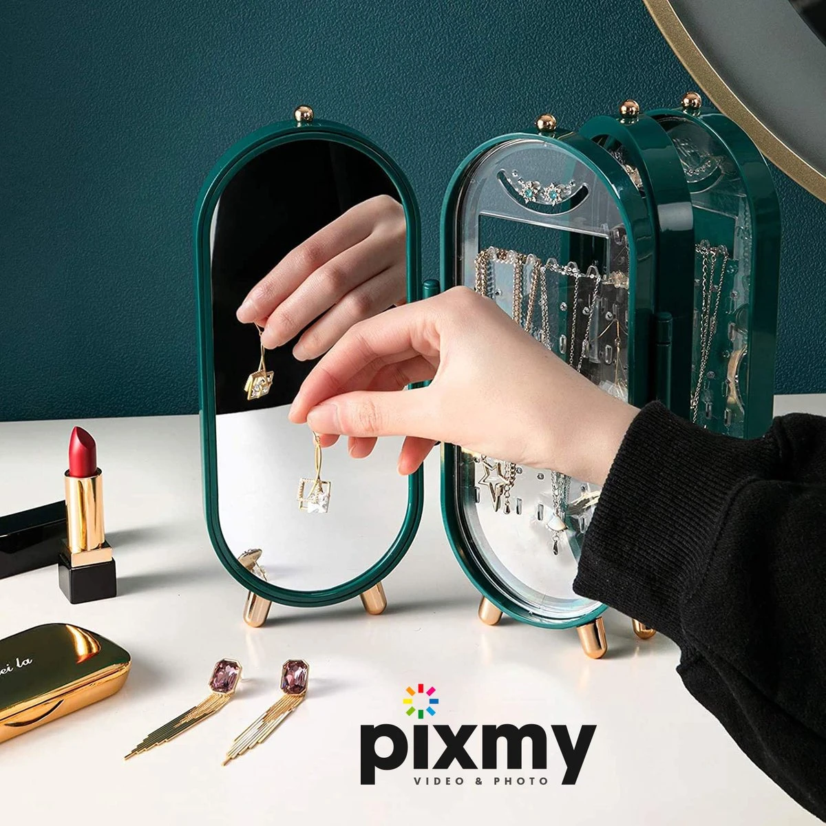 PIXMY® - Groen - Sieradenhouder - Oorbellenrekje - Sieradenrekje - Sieraden Organizer - Sieraden Doos - Sieraden Opbergen 7 PIXMY® - Groen - Sieradenhouder - Oorbellenrekje - Sieradenrekje - Sieraden Organizer - Sieraden Doos - Sieraden Opbergen - Afbeelding 7