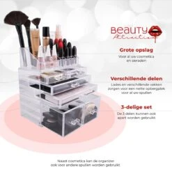 Beauty Attraction Make Up Organizer – Opbergdoos – Nagellak – Organizer 22 X 2,12 X 5,8 CM – 24 X 15 X 11 CM – Transparant -GlowBelle Verkoopwinkel 1200x1200 1471