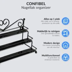 Confibel Nagellak Organizer - Nagellak Flesjes Houder - Essentiële Oliën Organizer - Rek Voor Flesjes - Wanddecoratie - Zwart -GlowBelle Verkoopwinkel 1200x1200 1475