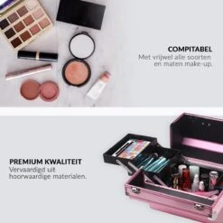 Confibel Cosmetica Koffer - Make Up Koffer Uitklapbaar - 5 Opbergbakken Make-up Koffer - Beautycase/Visagiekoffer /Cosmeticakoffer /Beautycase/ Nagelstylistekoffer - Roze -GlowBelle Verkoopwinkel 1200x1200 1504