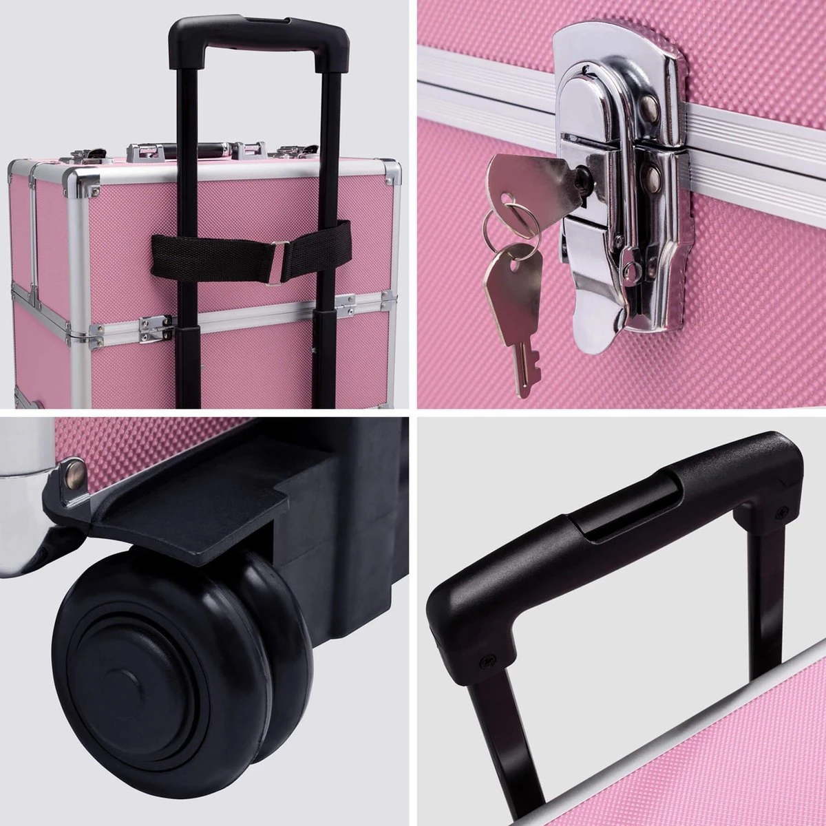 TecTake Cosmetica Koffer Met 3 Etages - Roze - Make-up Koffer 8 TecTake Cosmetica Koffer Met 3 Etages - Roze - Make-up Koffer - Afbeelding 8