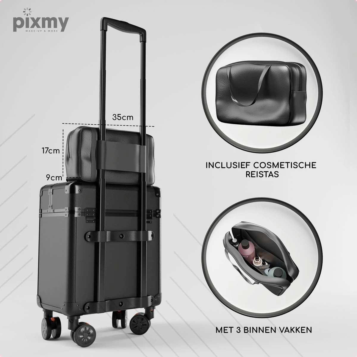 PIXMY® - MT130-S - Make Up Koffer - Cosmetica Koffer - DESIGN 2 PIXMY® - MT130-S - Make Up Koffer - Cosmetica Koffer - DESIGN - Afbeelding 2