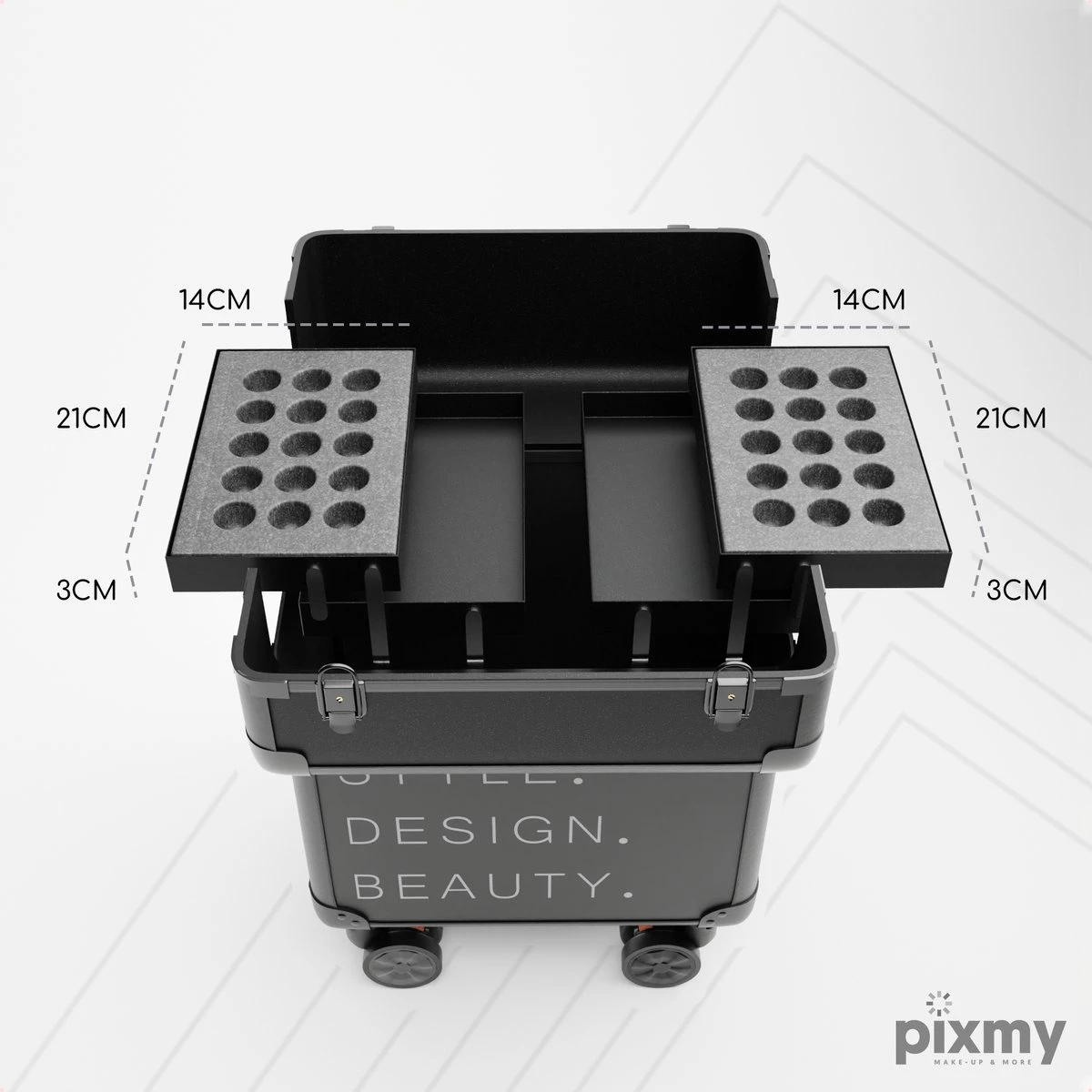 PIXMY® - MT130-S - Make Up Koffer - Cosmetica Koffer - DESIGN 5 PIXMY® - MT130-S - Make Up Koffer - Cosmetica Koffer - DESIGN - Afbeelding 5