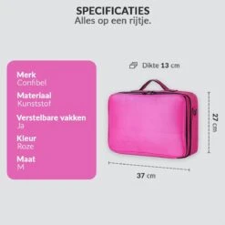 Cosmetica Koffer - Make-up Koffer Met Verstelbare Vakken - Visagie En Nagelstyliste Beauty Koffer - 37x27x13CM - Roze -GlowBelle Verkoopwinkel 1200x1200 1583