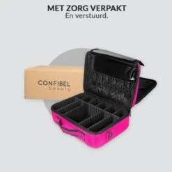 Cosmetica Koffer - Make-up Koffer Met Verstelbare Vakken - Visagie En Nagelstyliste Beauty Koffer - 37x27x13CM - Roze -GlowBelle Verkoopwinkel 1200x1200 1585