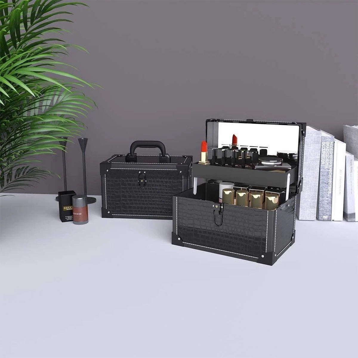 Make Up Koffer- Make Up Organizer- Beautycase -zwart -Make-upkoffer- Multifunctionele Koffer- Make-upkoffer- Sieradenkoffer- Kapperskoffer- Afneembare Schouderriem- Klassieke Zwarte Beautycase 4 Make Up Koffer- Make Up Organizer- Beautycase -zwart -Make-upkoffer- Multifunctionele Koffer- Make-upkoffer- Sieradenkoffer- Kapperskoffer- Afneembare Schouderriem- Klassieke Zwarte Beautycase - Afbeelding 4