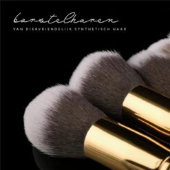 Evvie Set Van 10 Make-up Kwasten Kabuki In Etui Marble - Zwart-Goud -GlowBelle Verkoopwinkel 1200x1200 1664