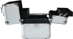 Veronica NAIL-PRODUCTS - Aluminium Koffer - Zilver - 3 Vaks - Draagriem En Afsluitbaar - Beautycase Voor Nagel, Pedicure, Manicure, Visagie, Make-up, Kapper Spullen. -GlowBelle Verkoopwinkel 1200x647