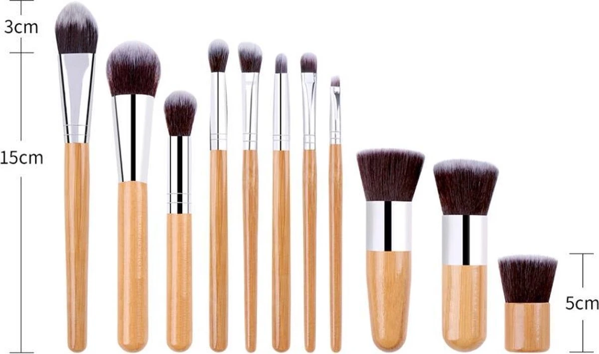 Evvie Make-up Kwasten Set, 11-delig – Bamboe – Basic Collection 6 Evvie Make-up Kwasten Set, 11-delig – Bamboe – Basic Collection - Afbeelding 6