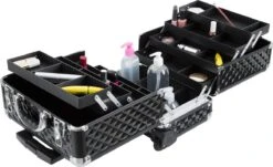Dreamble Make-up Koffer - Make-up Trolley - Zwart - Rijdbaar - Met Wieltjes - Compact - 8 Vakken - Met Slot - 2 Sleutels -GlowBelle Verkoopwinkel 1200x732 1
