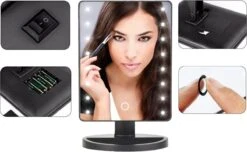 Make-Up Spiegel - LED Verlichting - Zwart - Cosmetica Spiegel - Scheerspiegel -GlowBelle Verkoopwinkel 1200x739